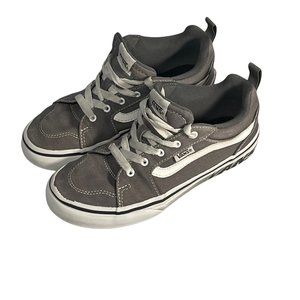 VANS Off the Wall Skater Shoes Boys Sz 3Y Gray White Canvas